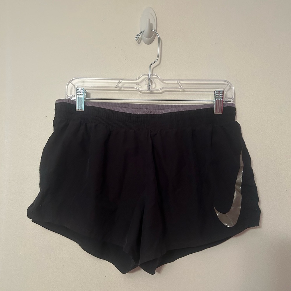 black and grey nike running shorts large